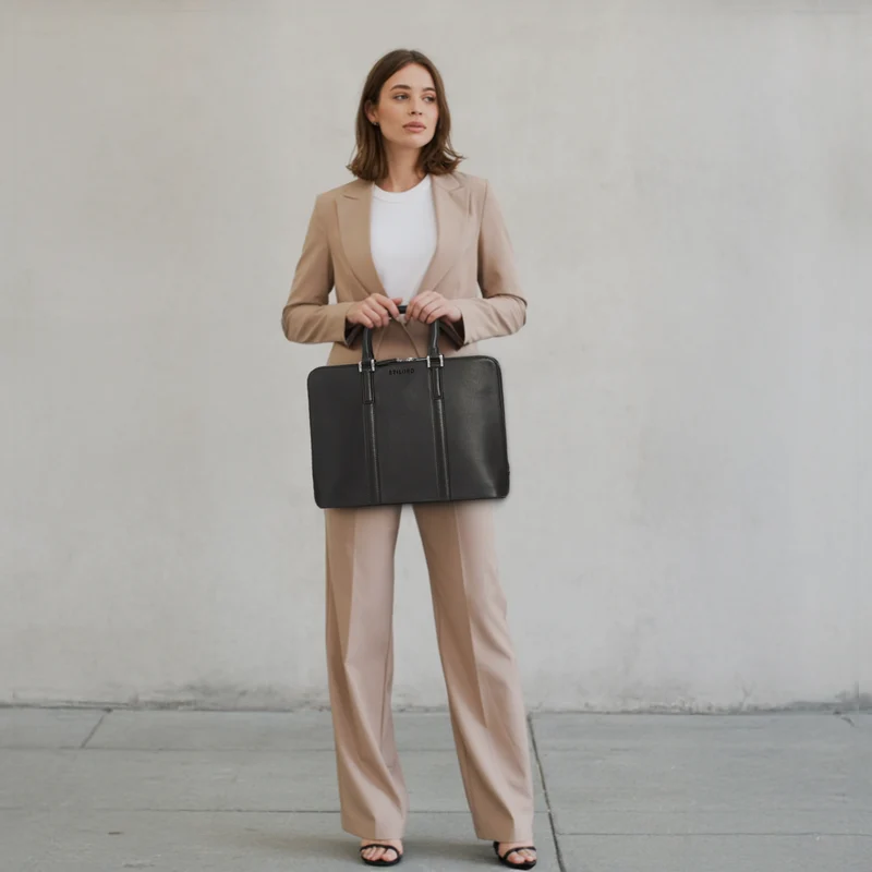 "Leonora" Schmale Aktentasche Damen Leder 15,6 - 16 Zoll Laptoptasche