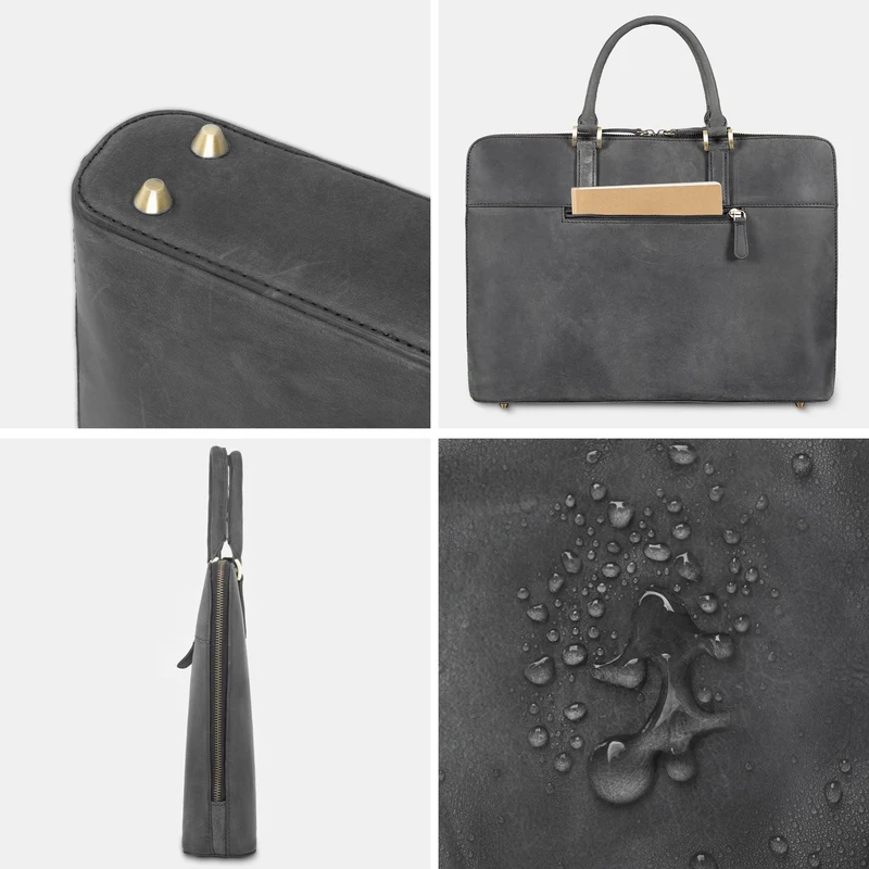 "Leonora" Schmale Aktentasche Damen Leder 15,6 - 16 Zoll Laptoptasche