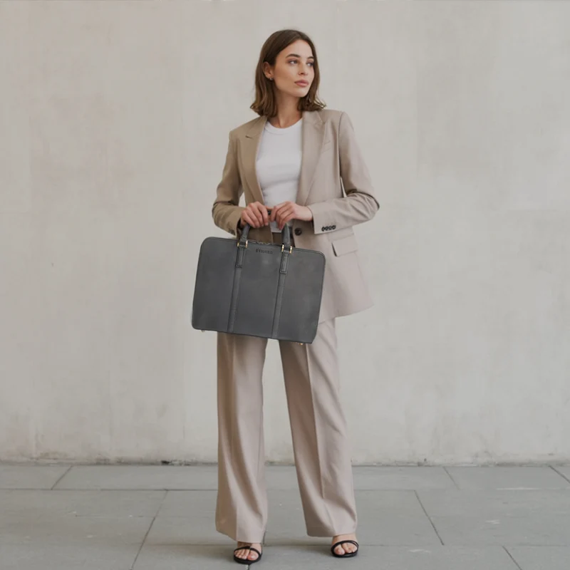 "Leonora" Schmale Aktentasche Damen Leder 15,6 - 16 Zoll Laptoptasche