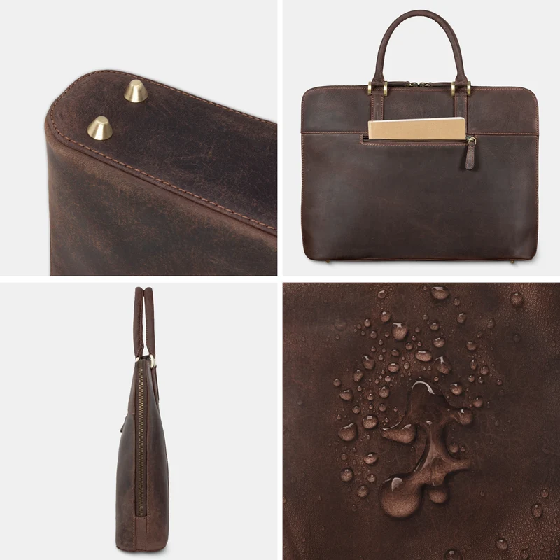 "Leonora" Schmale Aktentasche Damen Leder 15,6 - 16 Zoll Laptoptasche