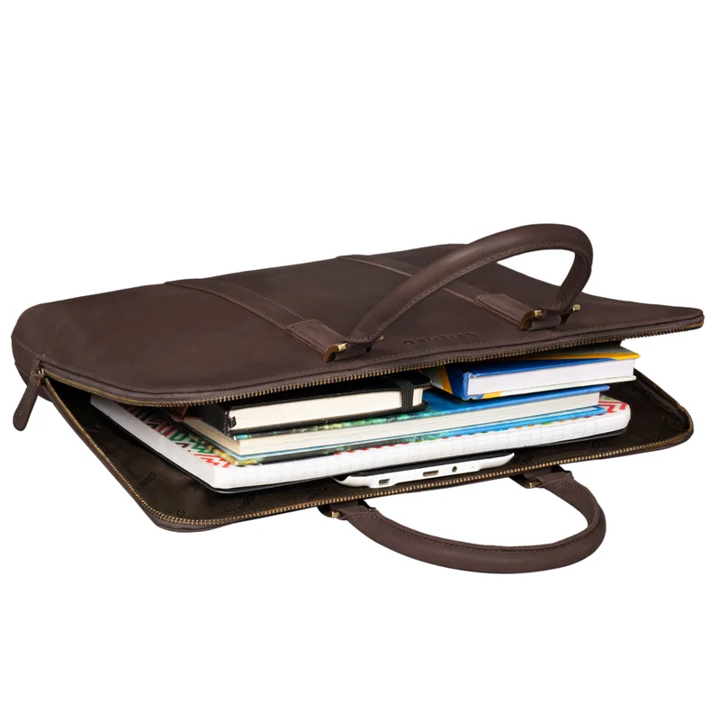 "Leonora" Schmale Aktentasche Damen Leder 15,6 - 16 Zoll Laptoptasche