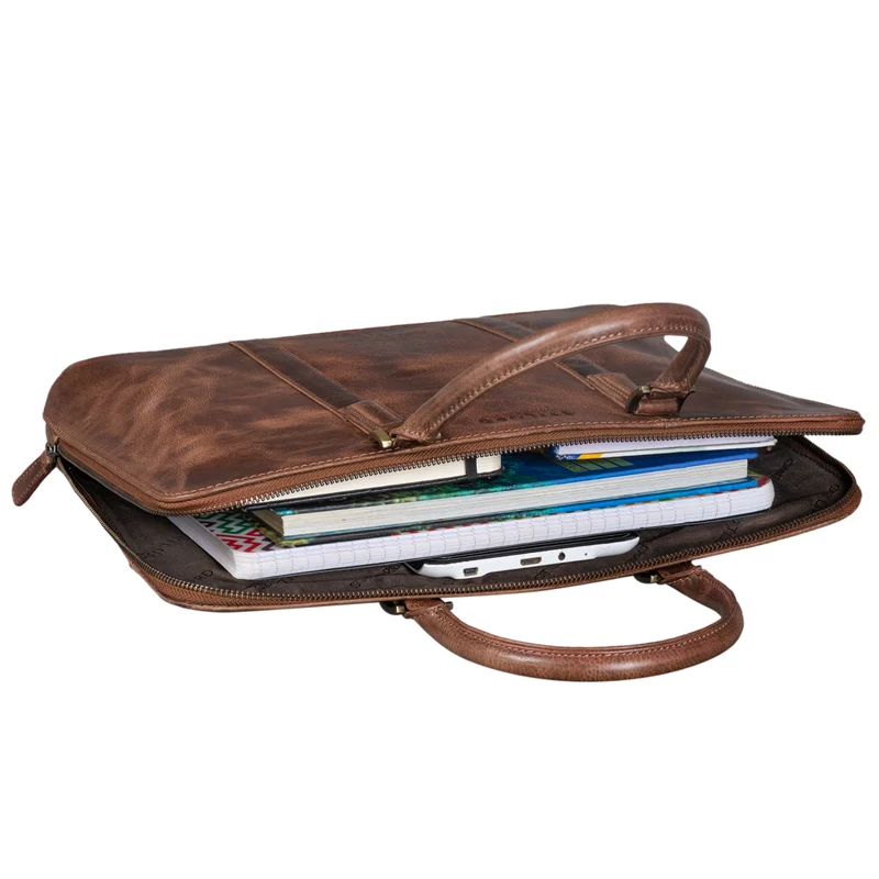 "Leonora" Schmale Aktentasche Damen Leder 15,6 - 16 Zoll Laptoptasche