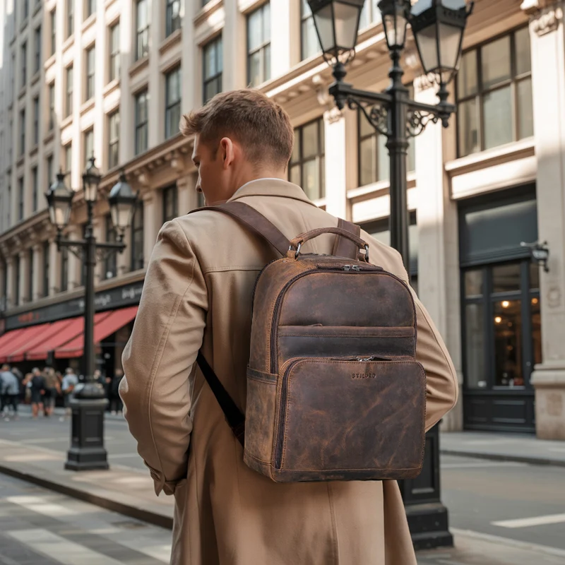 "Pasadena" Laptop Rucksack Leder 14 Zoll