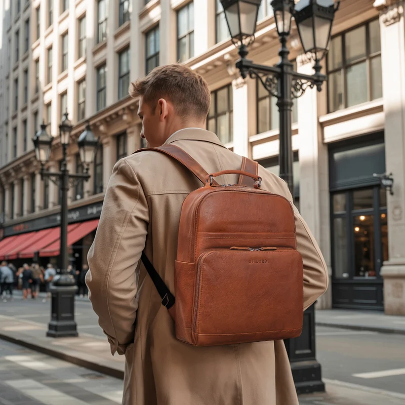 "Pasadena" Laptop Rucksack Leder 14 Zoll