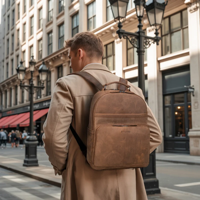 "Pasadena" Laptop Rucksack Leder 14 Zoll