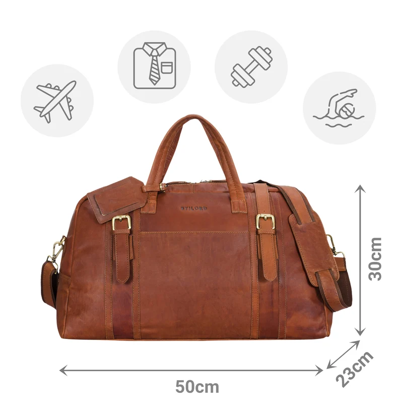 "Vega" Vintage Echtleder Reisetasche 34 L für Damen und Herren