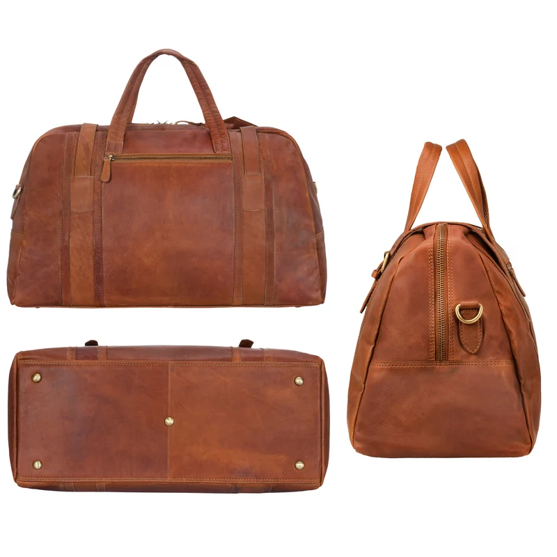 "Vega" Vintage Echtleder Reisetasche 34 L für Damen und Herren