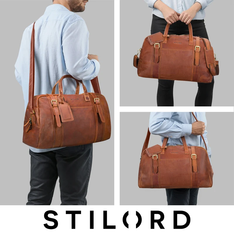"Vega" Vintage Echtleder Reisetasche 34 L für Damen und Herren