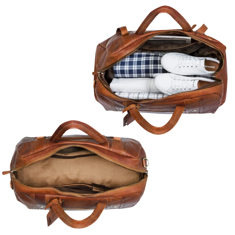"Vega" Vintage Echtleder Reisetasche 34 L für Damen und Herren