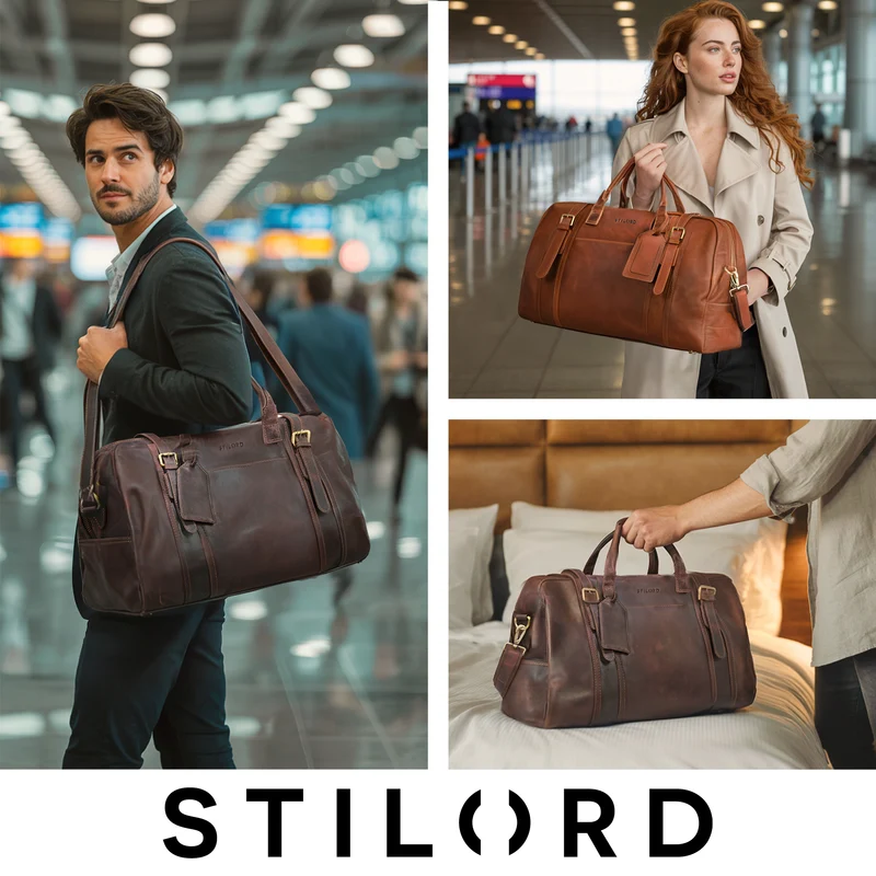 "Vega" Vintage Echtleder Reisetasche 34 L für Damen und Herren