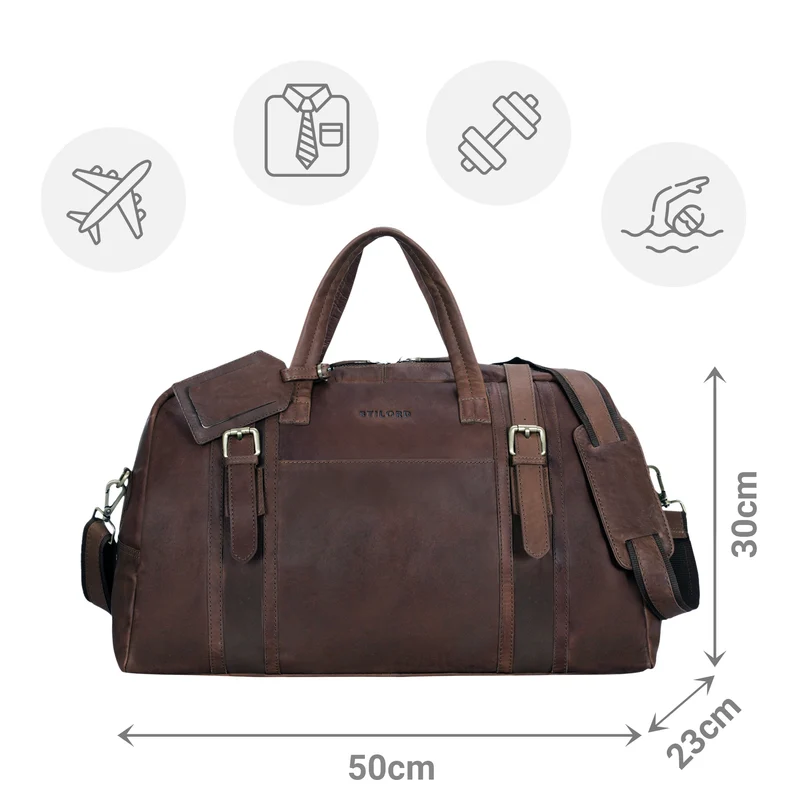 "Vega" Vintage Echtleder Reisetasche 34 L für Damen und Herren