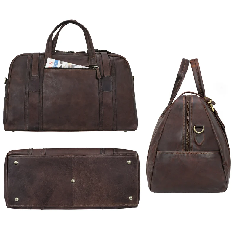 "Vega" Vintage Echtleder Reisetasche 34 L für Damen und Herren