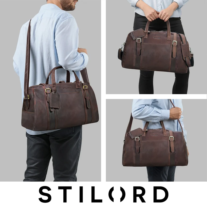 "Vega" Vintage Echtleder Reisetasche 34 L für Damen und Herren