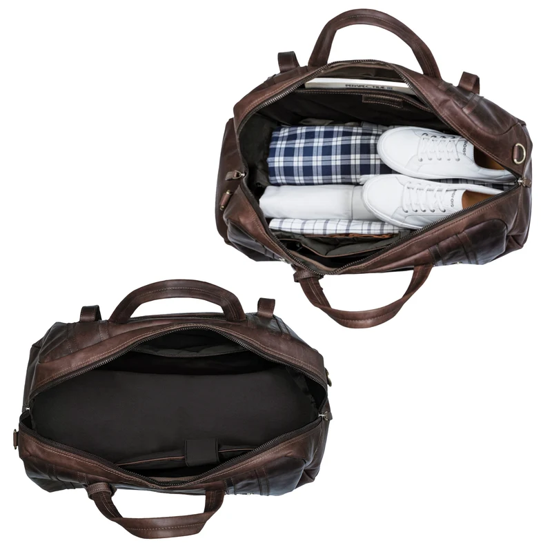 "Vega" Vintage Echtleder Reisetasche 34 L für Damen und Herren