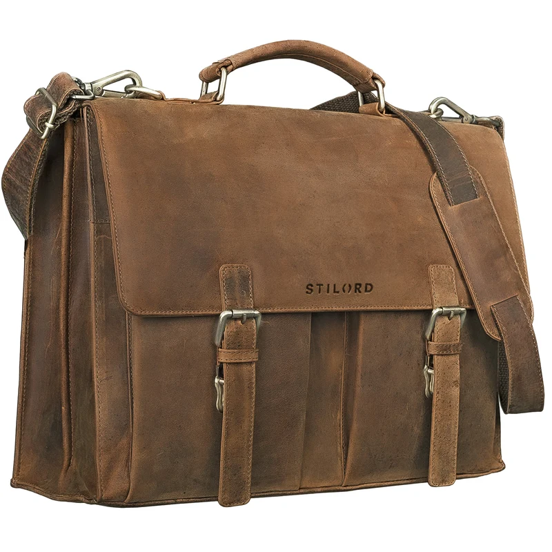 "Detroit" Aktentasche Herren Leder Groß Vintage für 16 Zoll Laptop