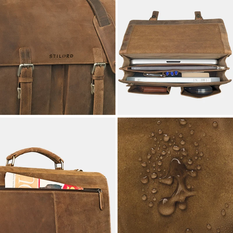 "Detroit" Aktentasche Herren Leder Groß Vintage für 16 Zoll Laptop