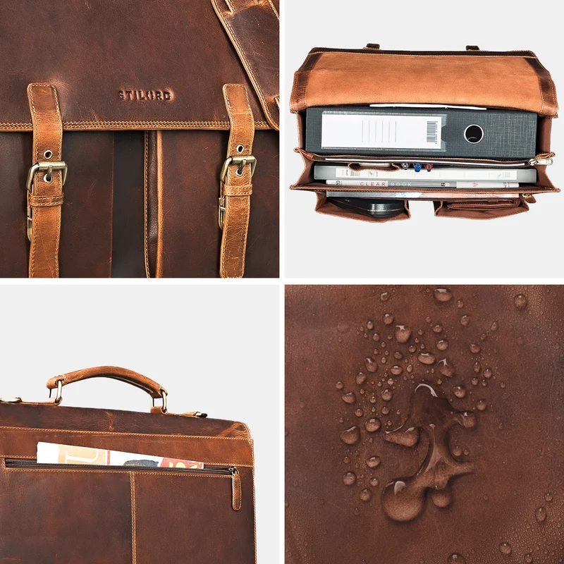 "Detroit" Aktentasche Herren Leder Groß Vintage für 16 Zoll Laptop