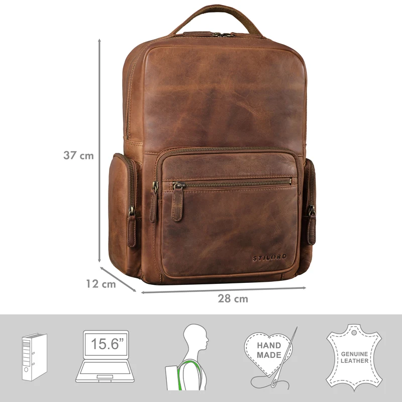 "Polino" Business Rucksack Herren Leder 15,6 Zoll