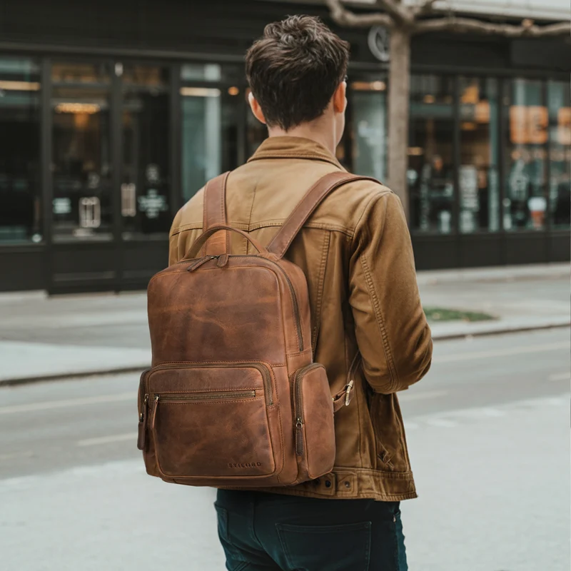 "Polino" Business Rucksack Herren Leder 15,6 Zoll