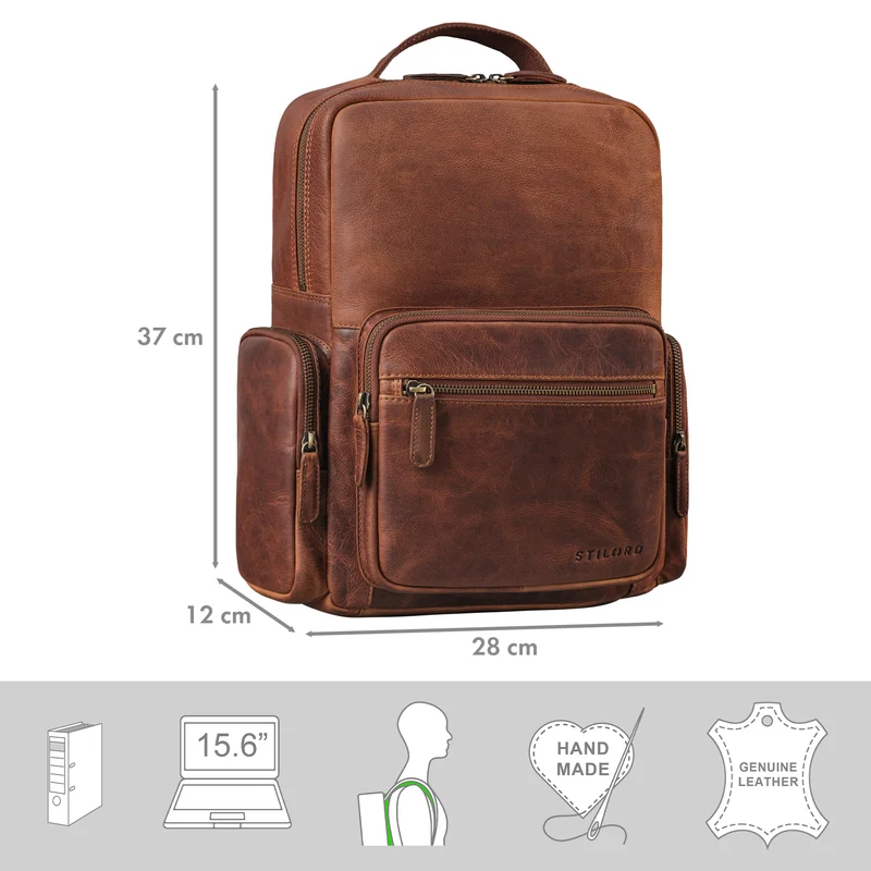 "Polino" Business Rucksack Herren Leder 15,6 Zoll