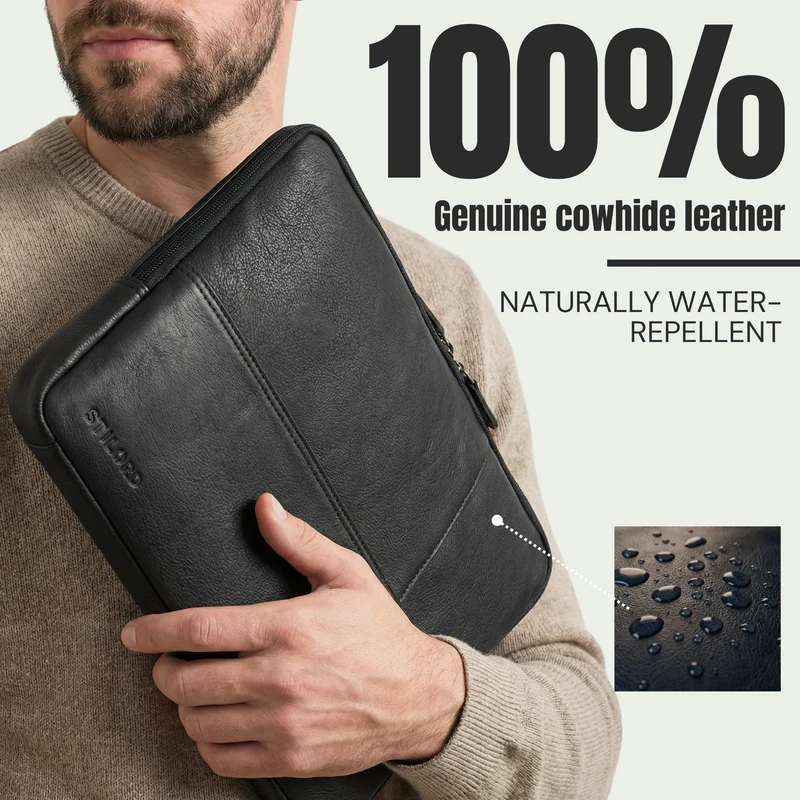 "Cannes" Vintage Laptophülle 15 15.6 16" Leder Herren Laptop-Tasche