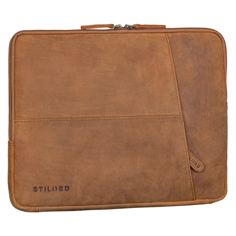 "Cannes" Vintage Laptophülle 15 15.6 16" Leder Herren Laptop-Tasche