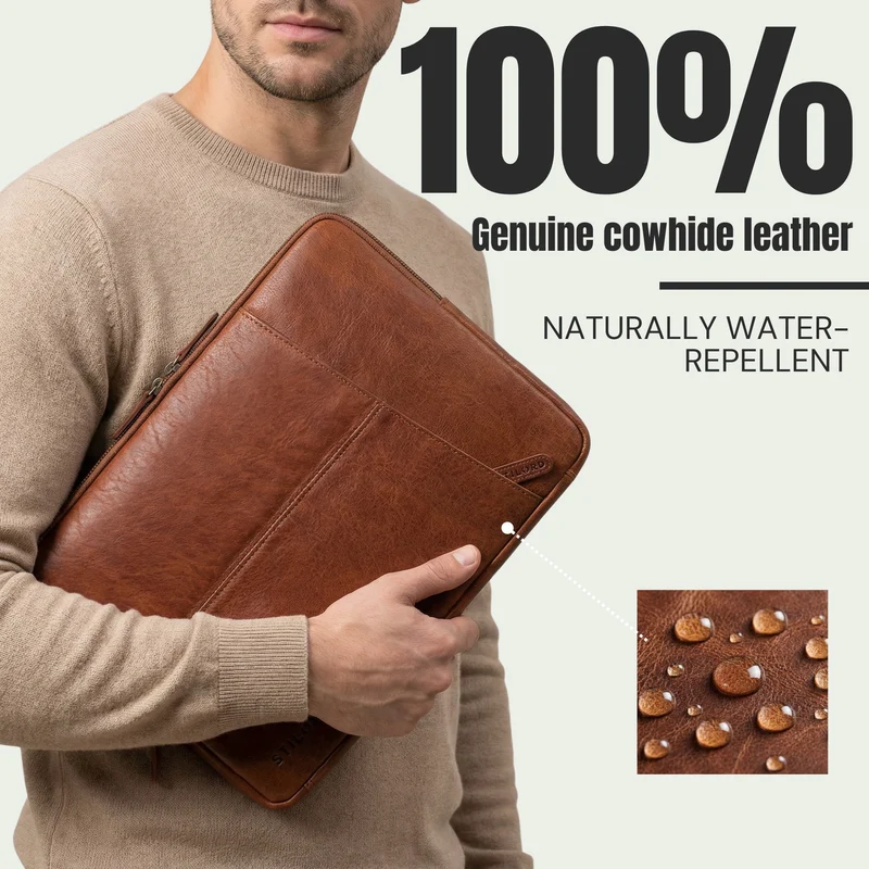 "Cannes" Vintage Laptophülle 15 15.6 16" Leder Herren Laptop-Tasche