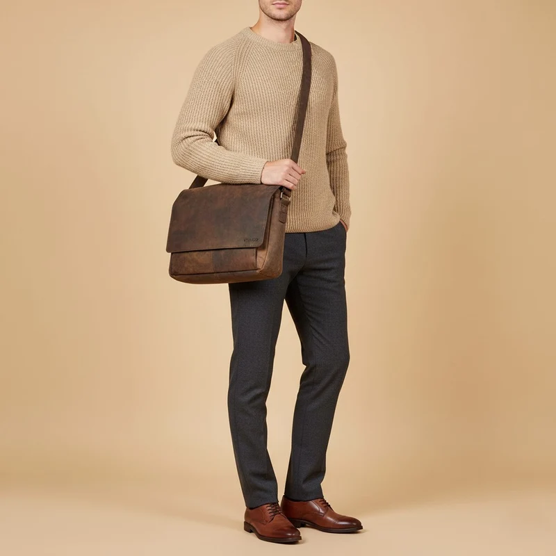 "Como" Vintage Umhängetasche Herren Leder 15,6 Zoll