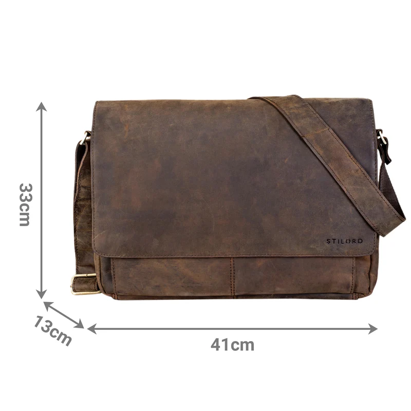 "Como" Vintage Umhängetasche Herren Leder 15,6 Zoll