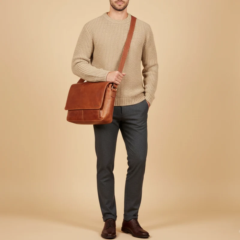 "Como" Vintage Umhängetasche Herren Leder 15,6 Zoll