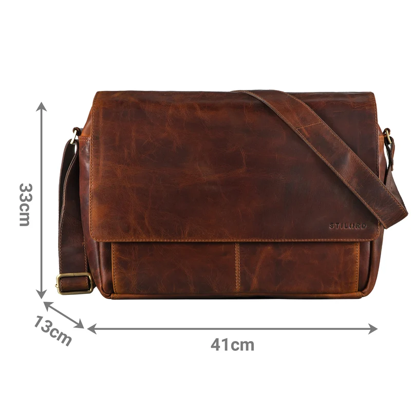 "Como" Vintage Umhängetasche Herren Leder 15,6 Zoll