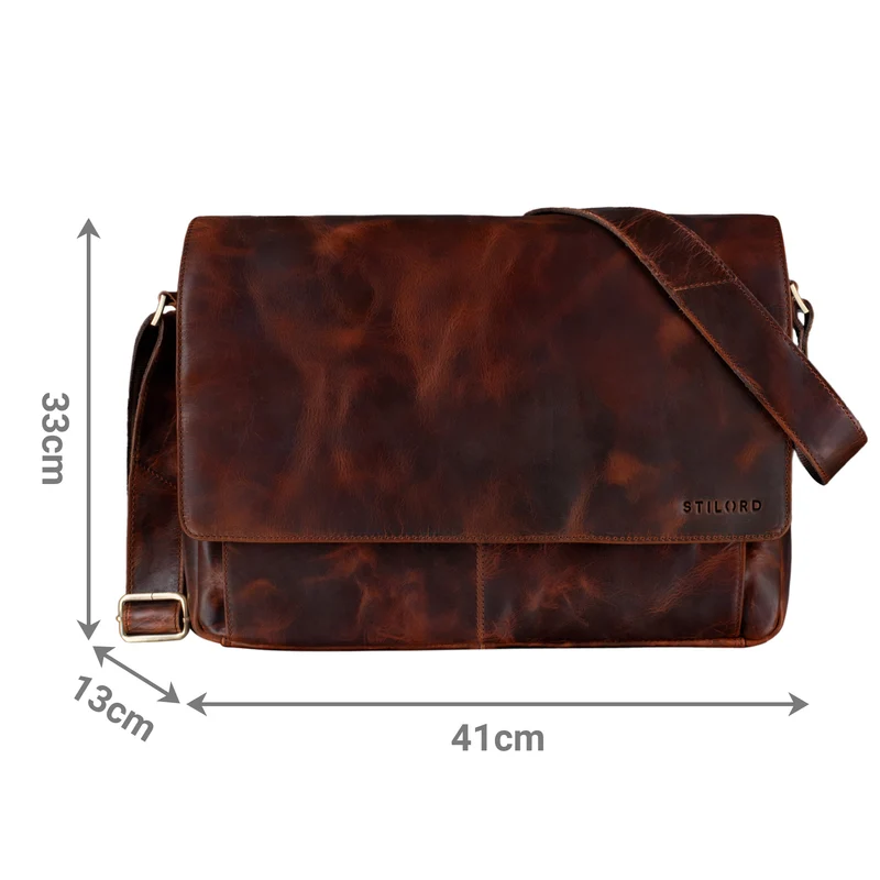 "Como" Vintage Umhängetasche Herren Leder 15,6 Zoll