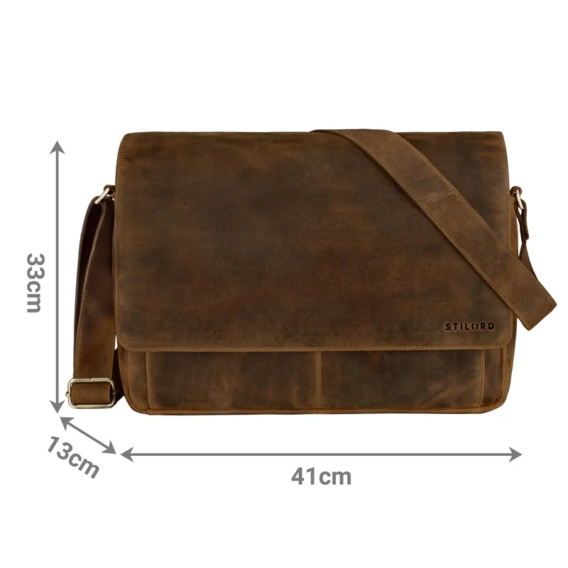 "Como" Vintage Umhängetasche Herren Leder 15,6 Zoll