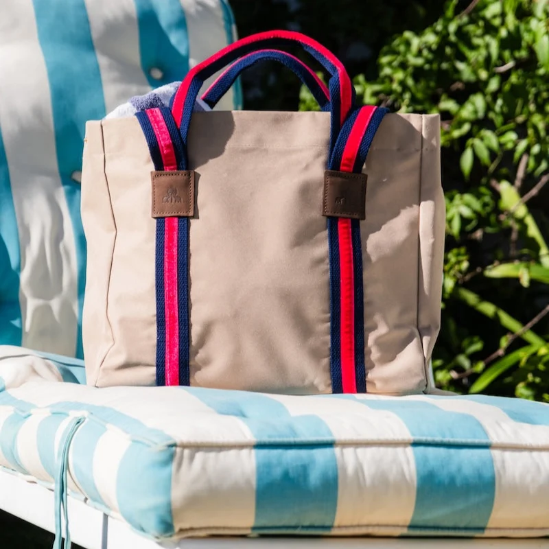 Shopper STRIPES KODURA -S- Beige & Dunkelblau und Pink