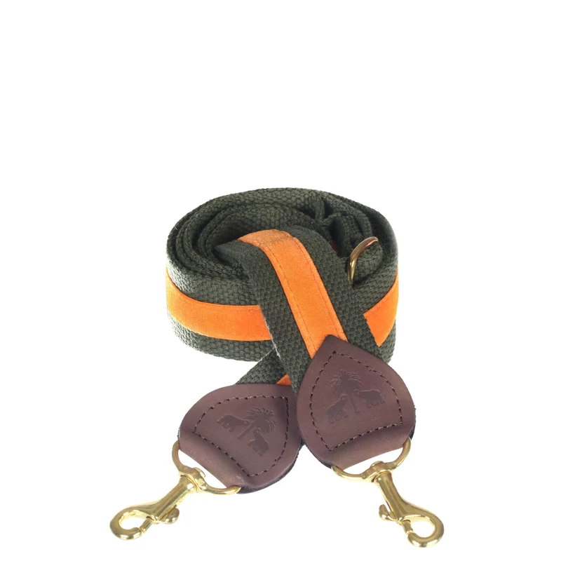 Schulterriemen Khaki & Orange Samt