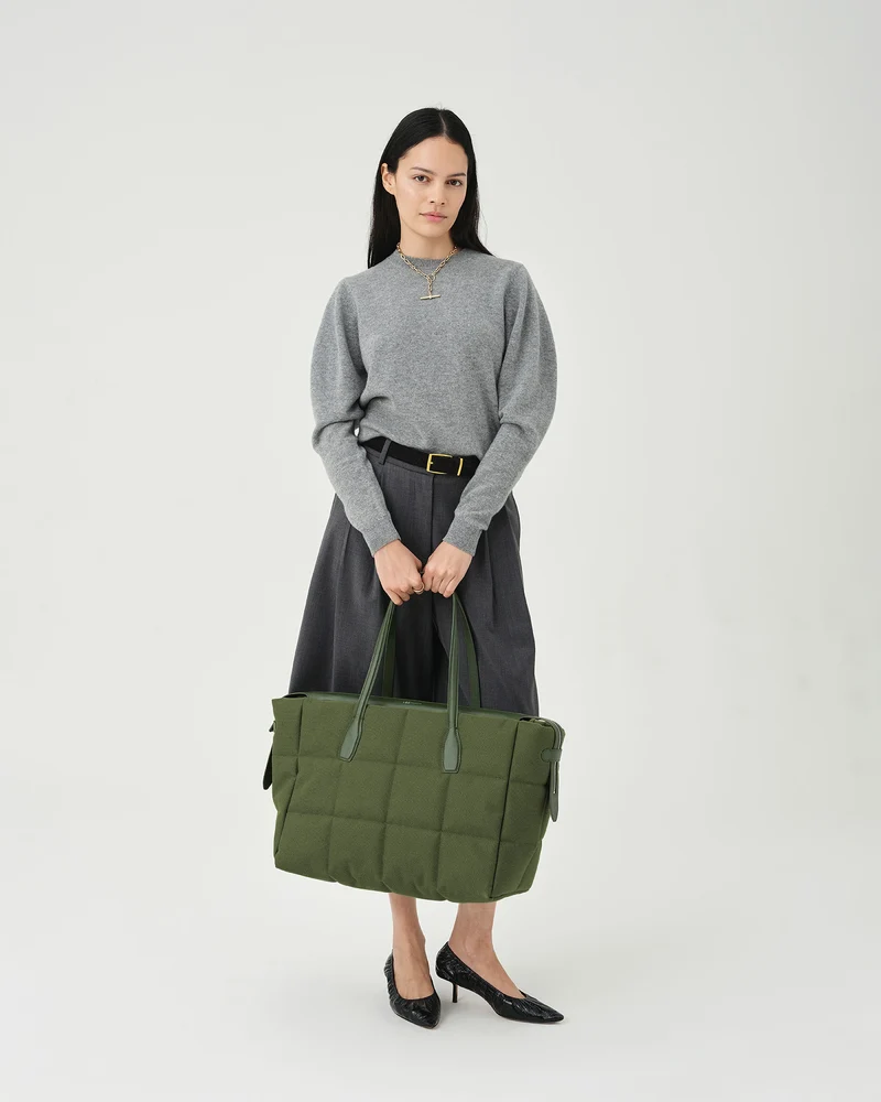Tela Tote Large Olive Canvas