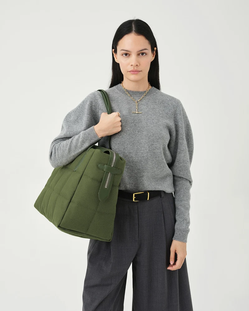 Tela Tote Large Olive Canvas