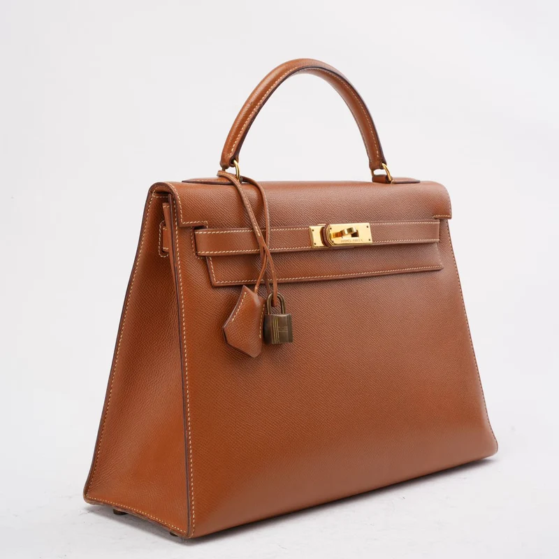 Hermès Vintage Gold Kelly Sellier 32 Epsom U Circle 1991
