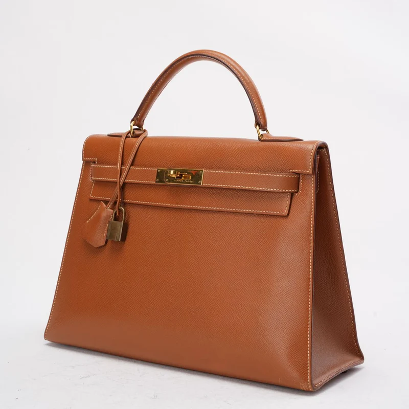 Hermès Vintage Gold Kelly Sellier 32 Epsom U Circle 1991