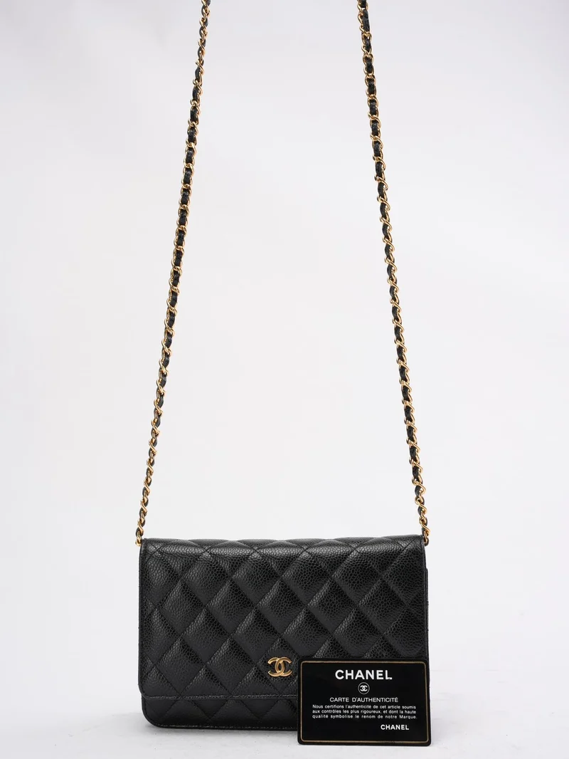 Chanel Schwarze Timeless Wallet on Chain (WOC) Caviar 2020