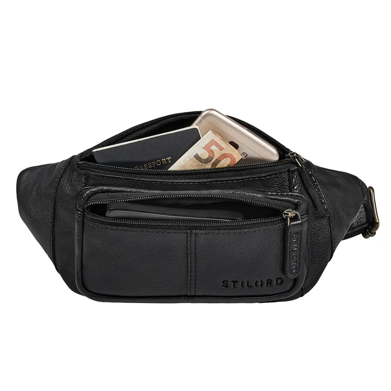 "Devon" Vintage Bauchtasche Herren Leder Gürteltasche viele Fächer