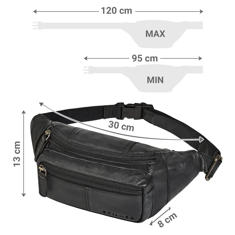 "Devon" Vintage Bauchtasche Herren Leder Gürteltasche viele Fächer