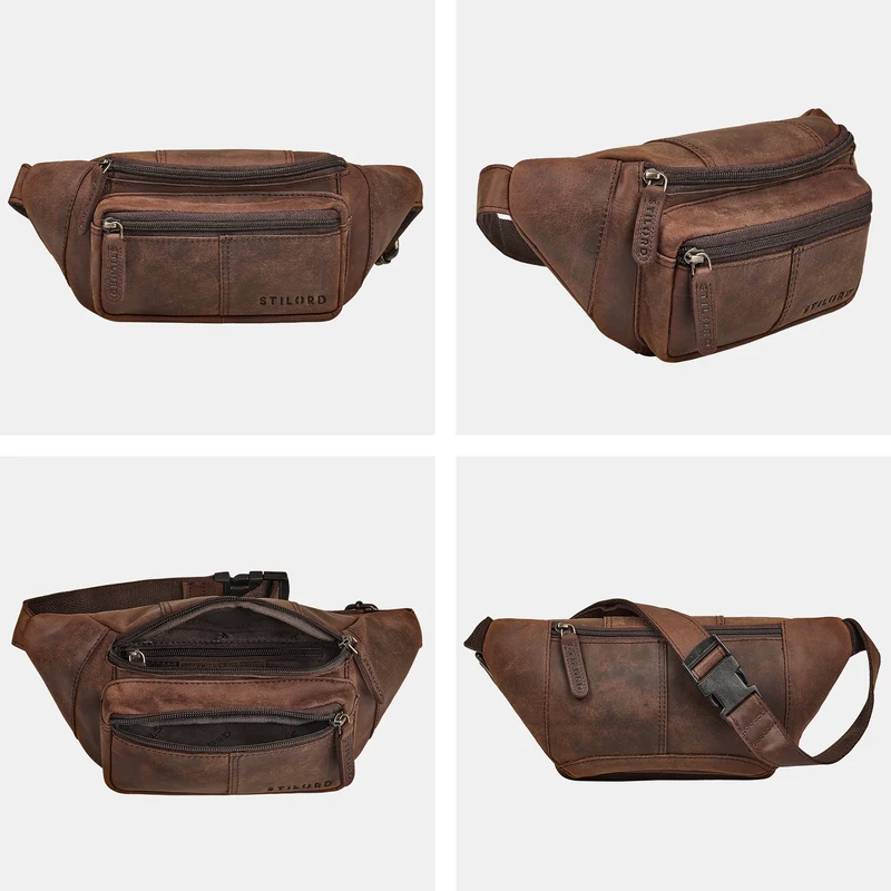 "Devon" Vintage Bauchtasche Herren Leder Gürteltasche viele Fächer