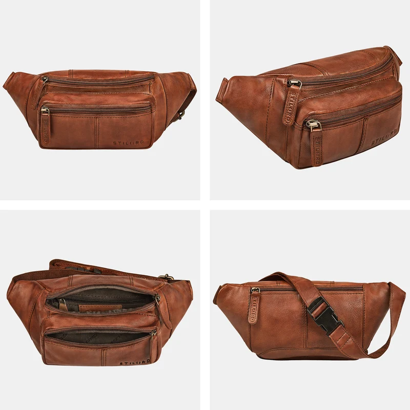 "Devon" Vintage Bauchtasche Herren Leder Gürteltasche viele Fächer