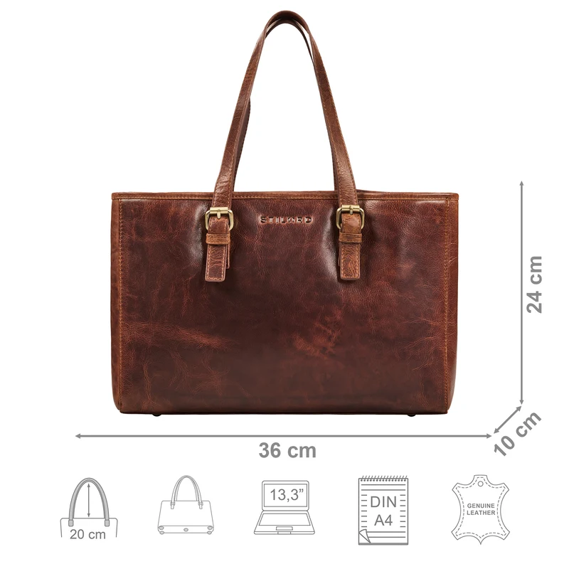 "Gaby" Echt-Leder Shopper Tasche Damen Groß mit vielen Fächern