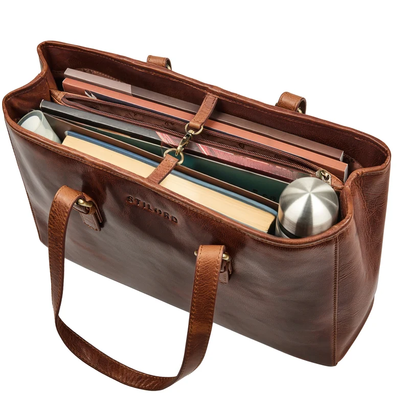 "Gaby" Echt-Leder Shopper Tasche Damen Groß mit vielen Fächern