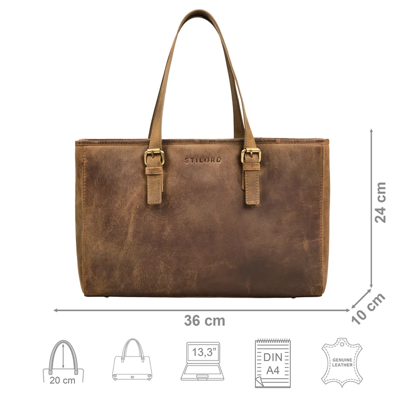 "Gaby" Echt-Leder Shopper Tasche Damen Groß mit vielen Fächern