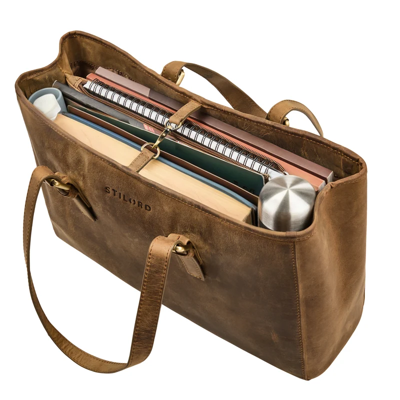 "Gaby" Echt-Leder Shopper Tasche Damen Groß mit vielen Fächern