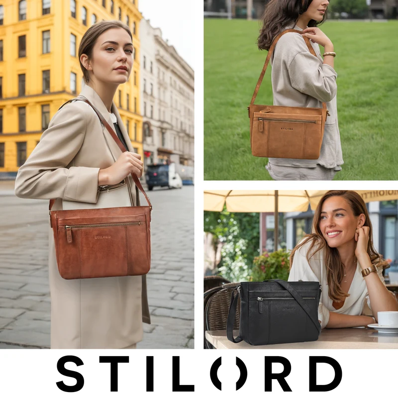 "Bianca" Mittelgroße Damen Ledertasche mit Reißverschluss
