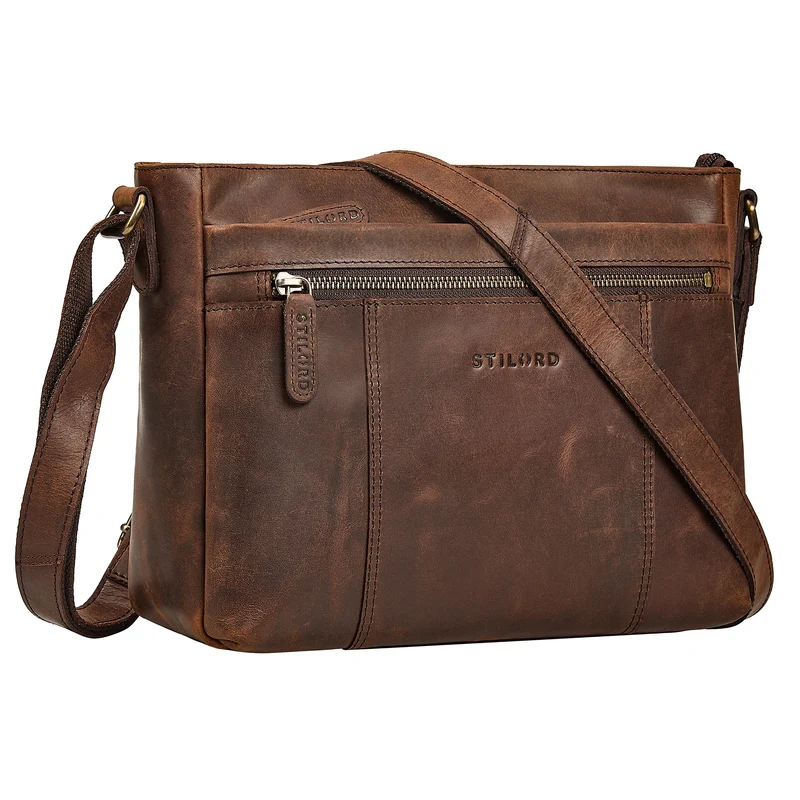 "Bianca" Mittelgroße Damen Ledertasche mit Reißverschluss